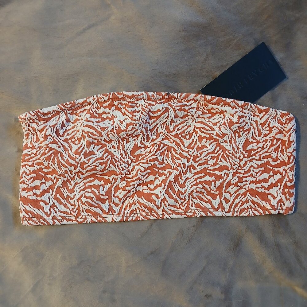 Asos South Beach Women's Textured Bandeau Bikini Top Pink Zebra NWT SZ 8